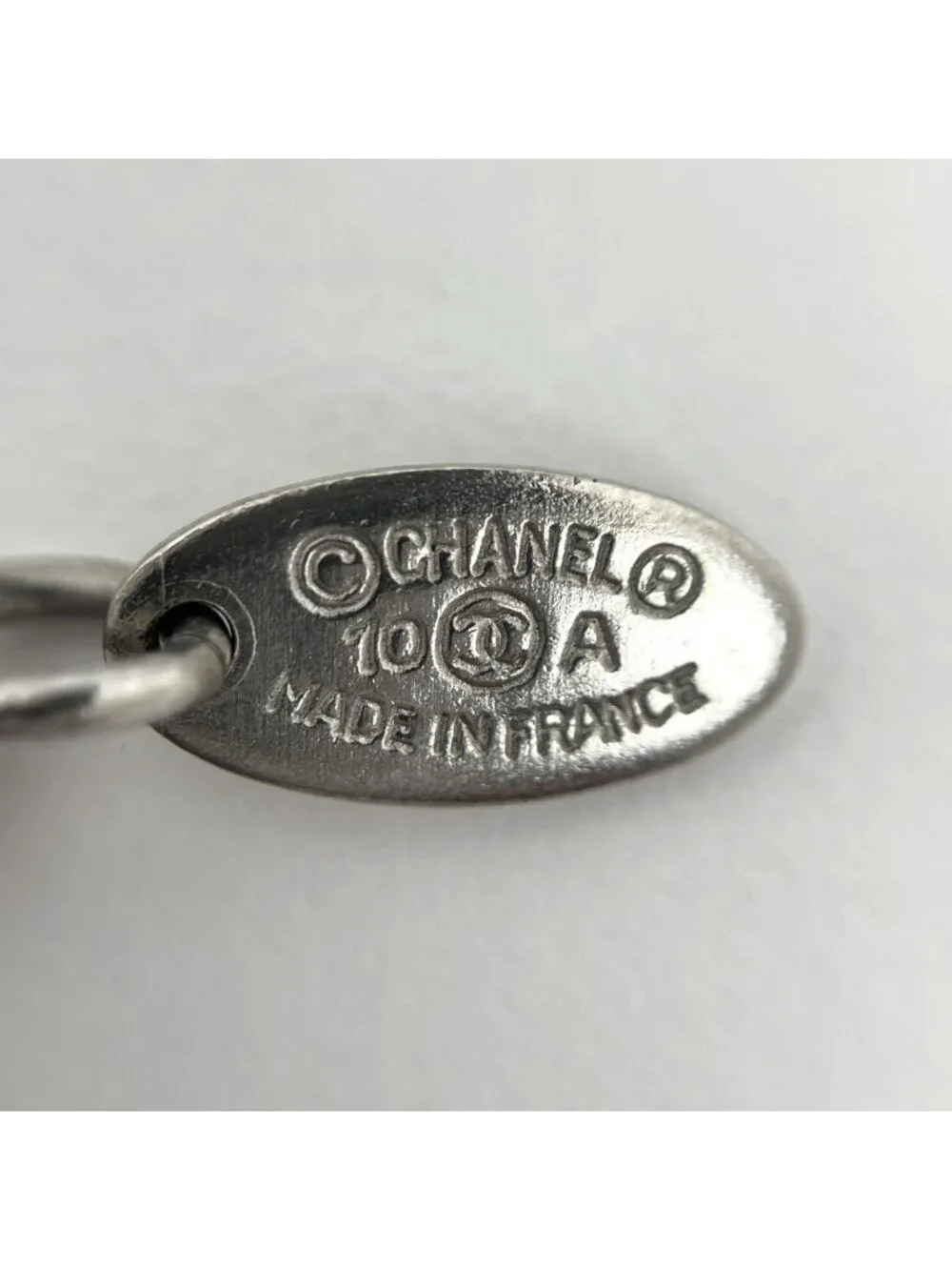 Chanel Necklace CC Logo Metal Plastic Silver